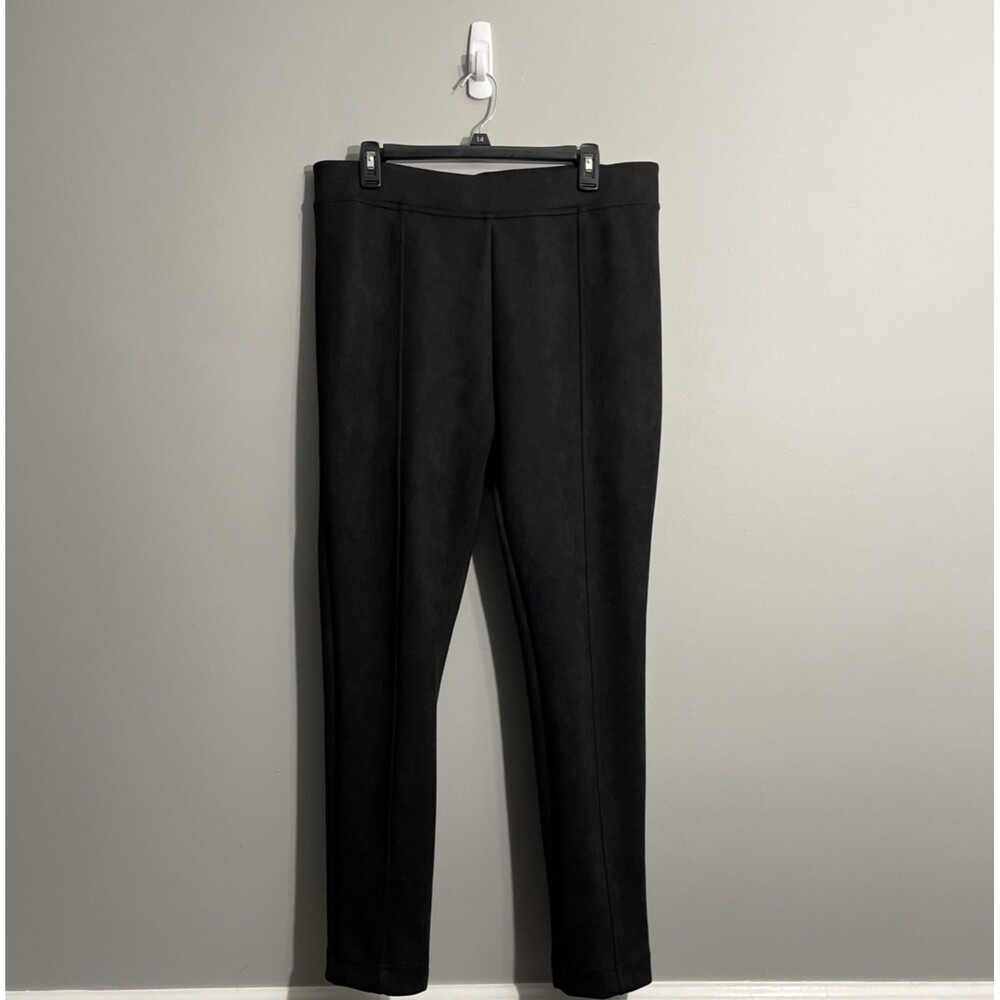 Andrew Marc Black Faux Suede Pants Womens Large Stretch